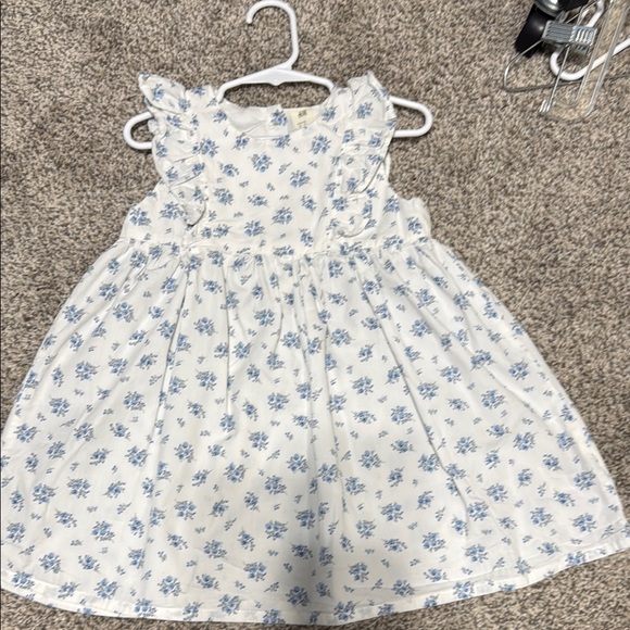 Floral Blue and White Kids Dress - Picture 1 of 3
